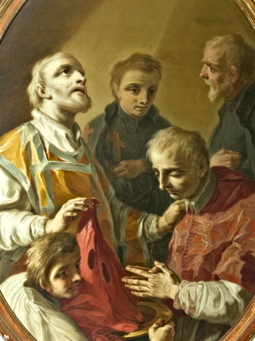 S.Filippo Neri con S.Carlo Borromeo, S.Francesco di Girolamo e S.Camillo de Lellis, sec. XVIII